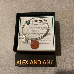 NIB Alex and Ani Silvertone Basketball Bangle Charm Bracelet